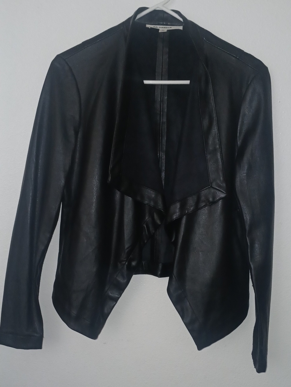 BB Dakota Black Draped Faux Leather Jacket
